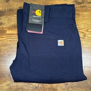 NEW Carhartt Womens FR Rugged Flex Canvas Pants Navy 102689-410 CAT 2 Size 8 Reg